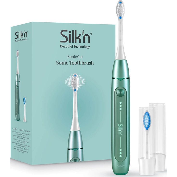 Silk'n SonicYou elektrische Zahnbürste, 3 Putzmodi, inkl. 2 Aufsteckbürsten mit 2 Schutz- Etuis, lightgreen – Bild 2