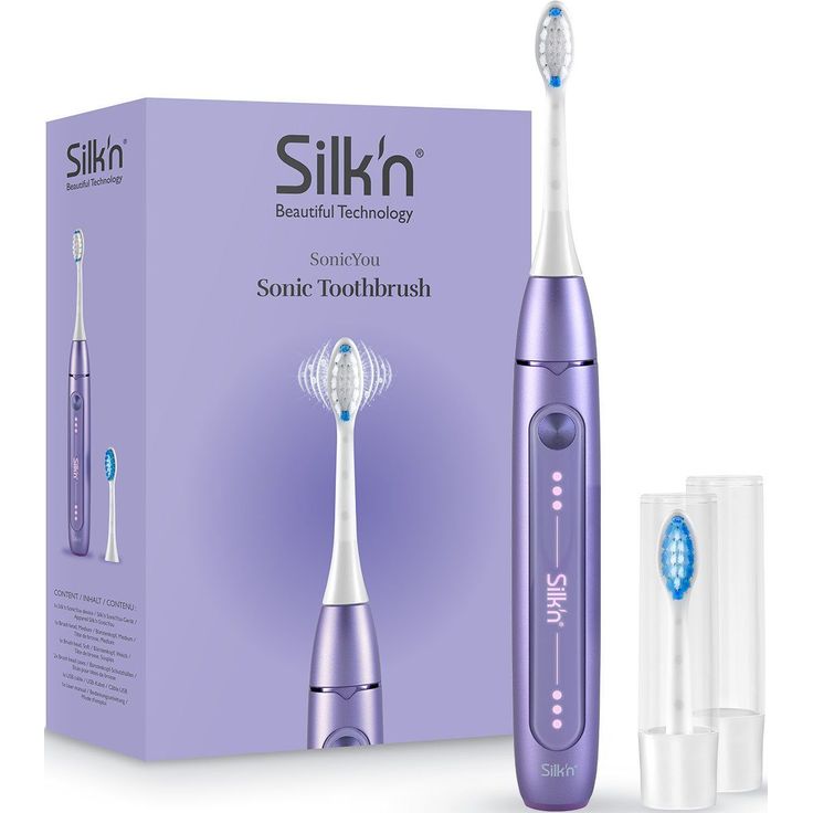 Silk'n SonicYou elektrische Zahnbürste, 3 Putzmodi, inkl. 2 Aufsteckbürsten mit 2 Schutz- Etuis, purple – Bild 2