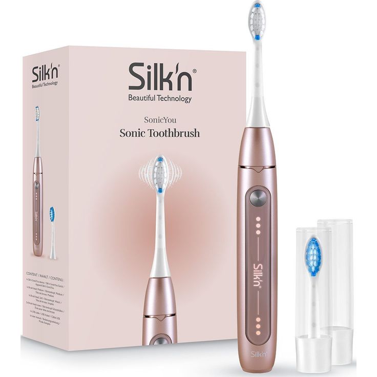 Silk'n SonicYou elektrische Zahnbürste, 3 Putzmodi, inkl. 2 Aufsteckbürsten mit 2 Schutz- Etuis, rosegold – Bild 2