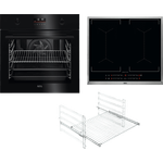 AEG KOMB506PDI Backofenset, Serie 60000, Surround Cook, Ringheißluftsystem, Pyrolyse, Einbaubackofen + Induktionskochfeld (Breite 57,6 cm), Einbaugerät, Garraum 71 l, Breite 59,5 cm, groß (ab 65 l), schwarz