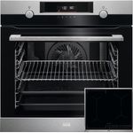 AEG BPK49IK64M Backofenset, Einbauackofen BPK435090M und Induktionskochfeld IKK64441XB, Pyrolyse, Einbaugerät, Garraum 71 l, groß (ab 65 l), edelstahl, schwarz