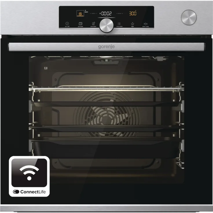 Gorenje BSA6747A04XWI Einbaubackofen, Einbaugerät, Garraum 71 l, groß (ab 65 l), edelstahl, schwarz