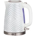 Russell Hobbs Groove Wasserkocher, 2400W, 1,7 Liter, Filter, LED Beleuchtung, Drehbasis, verdeckte Heizspirale, weiß