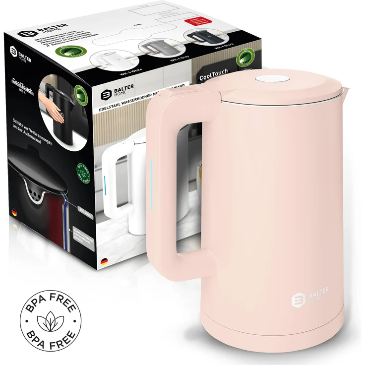 Balter WK-4-PK Wasserkocher, 1800 Watt, 1,7 Liter, Wasserstandsanzeige, kabellos, begonia pink – Bild 8