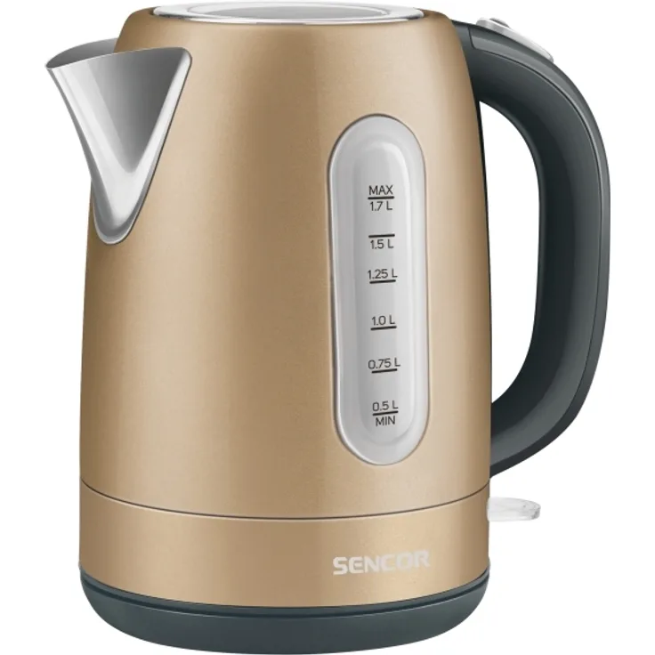 Sencor SWK1777CH Wasserkocher, 1,7 L, 2150 W, Abschaltautomatik, Überhitzungsschutz, Edelstahl, gold