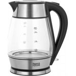 Teesa TSA1512B Glas-Wasserkocher, 2200 Watt, 1,7 Liter, Wasserstandsanzeige, kabellos, silber