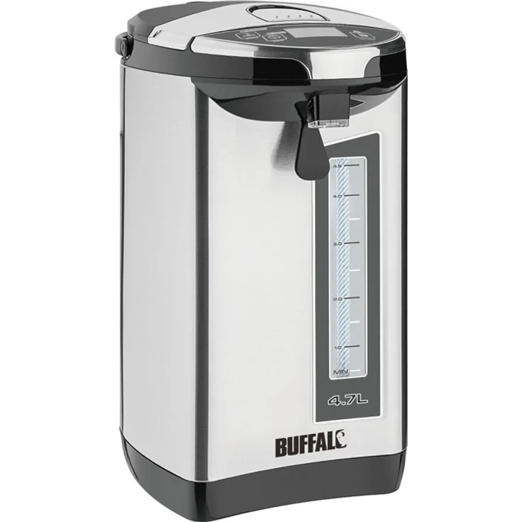 Buffalo HF155 Heißwasserspender, 4,7L,Warmhalten bei 98°C, Temperaturanzeige, silber