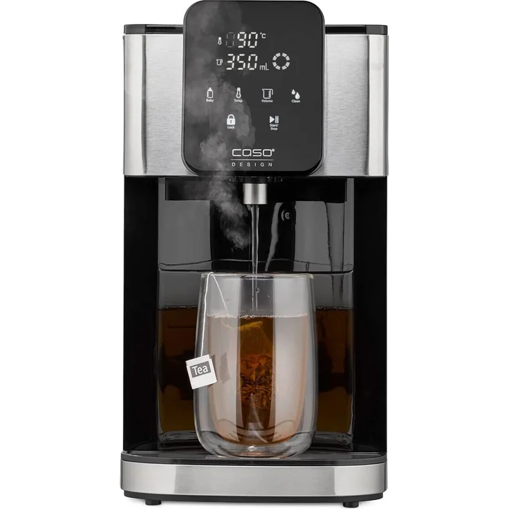 Caso HW 1660 Turbo Heißwasserspender, heißes Wasser in wenigen Sekunden (40-100°C), 2600 Watt, 4 Liter, Display, Wasserfilter, Edelstahl, silber – Bild 1