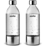 Aarke 2er Set PET-Flaschen, Edelstahl-Elemente, für Sprudelwasser, 0,8 Liter, silber, für Carbonator I, II, III
