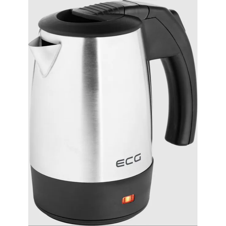 ECG RK 550 Wasserkocher, 1000 Watt, 0,5 Liter, kabellos, Kontrollleuchte, silber, schwarz