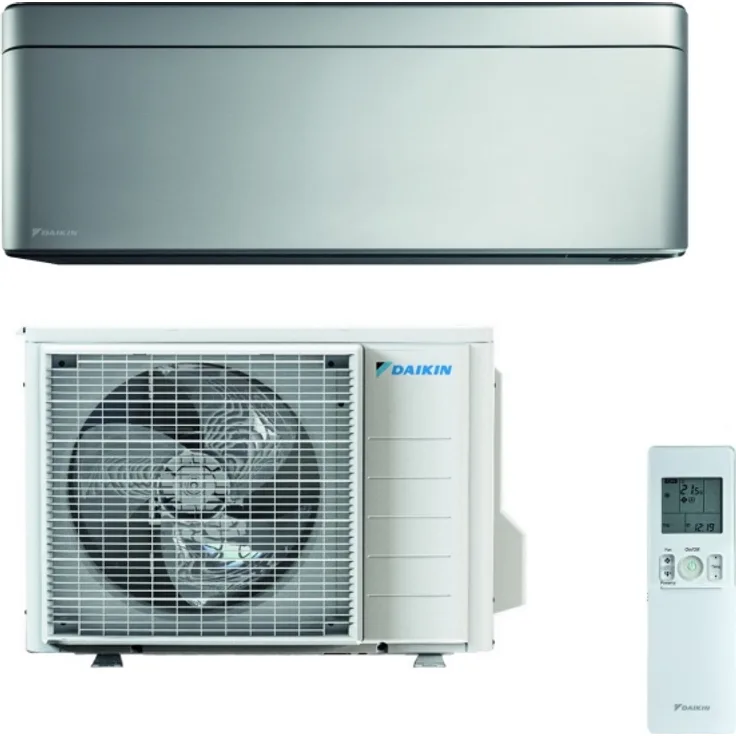 Daikin Stylish FTXA20BS + RXA20A9 Einbau-Klimagerät, Split, A+++, silber, Wandgerät, R32, 2.0 kW, Kühl- und Heizfunktion