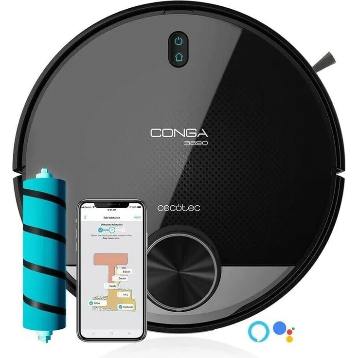Cecotec Conga 3890 Vital Saugroboter mit Wischfunktion, 150 min Akkubetrieb, schwarz