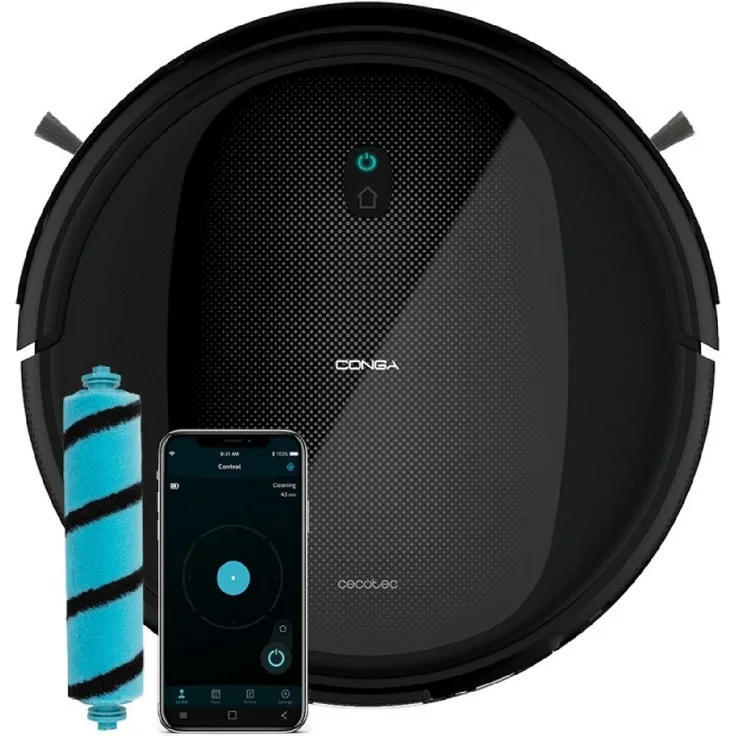 Cecotec Conga Flash Connected Ultimate Saugroboter mit Wischfunktion, 160 min Akkubetrieb, 2100 Pa Saugleistung, schwarz