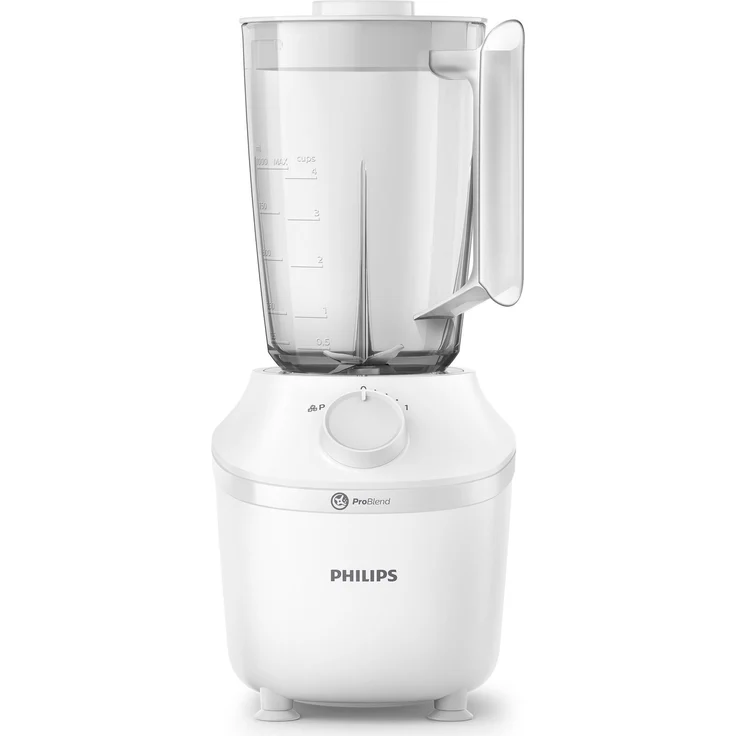 Philips Series 3000 HR2041/00 Standmixer, 450W, 1 Geschwindigkeit, Puls-Funktion, Motor-Thermo-Protection-Sensor, Saugfüße, 1,9L Behälter, inkl. Trinkflasche, weiß – Bild 1