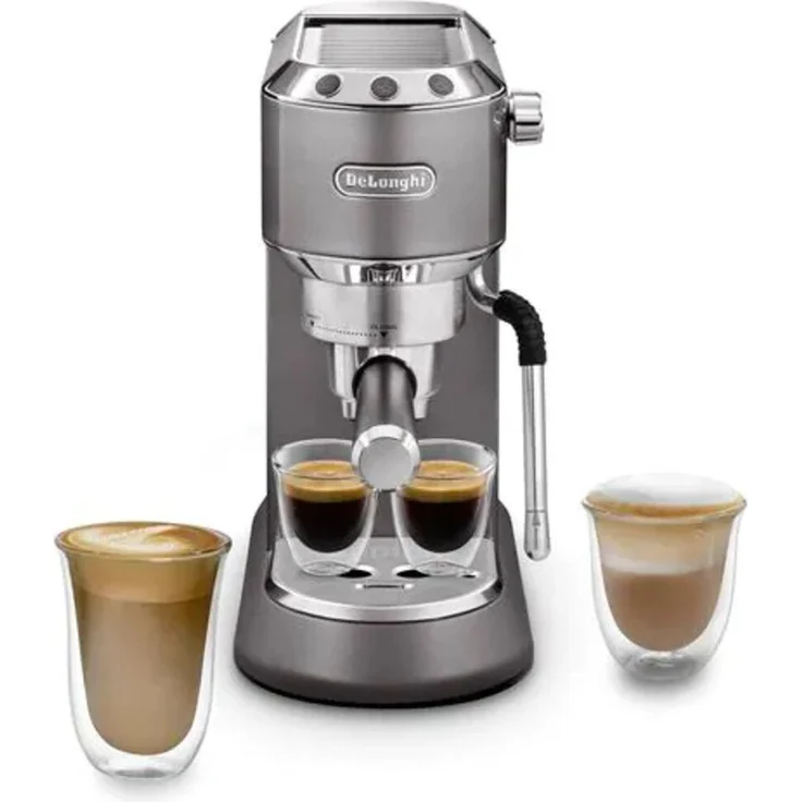 De'Longhi Dedica Arte EC885.M Siebträger-Espressomaschine, 1300 Watt, 15 bar Milchschaumdüse, grau – Bild 1