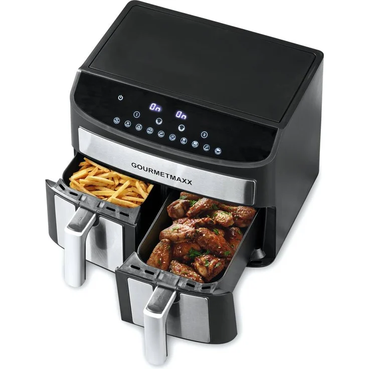 GOURMETmaxx Doppelkammer-Heißluftfritteuse 7 l max. 2400 Watt – Bild 2