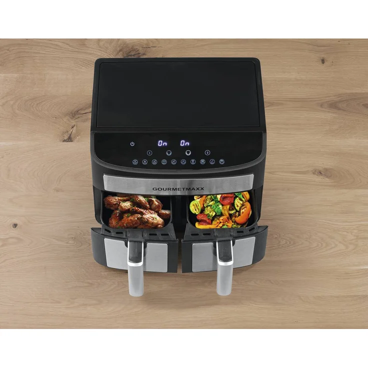 GOURMETmaxx Doppelkammer-Heißluftfritteuse 7 l max. 2400 Watt – Bild 3