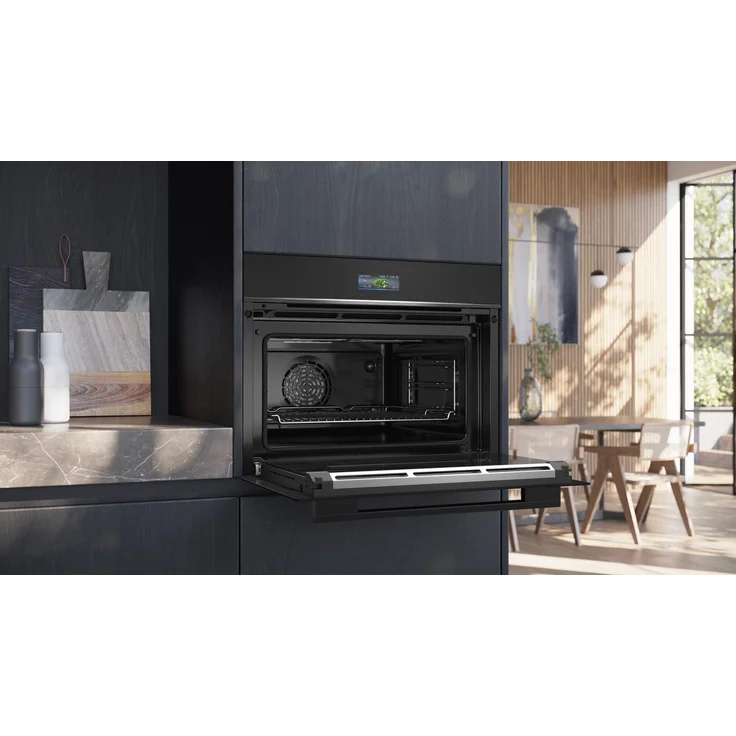Siemens CB774G1B1 Einbaubackofen, iQ700, Einbaugerät, Garraum 47 l, Breite 60 cm, edelstahl, schwarz – Bild 2