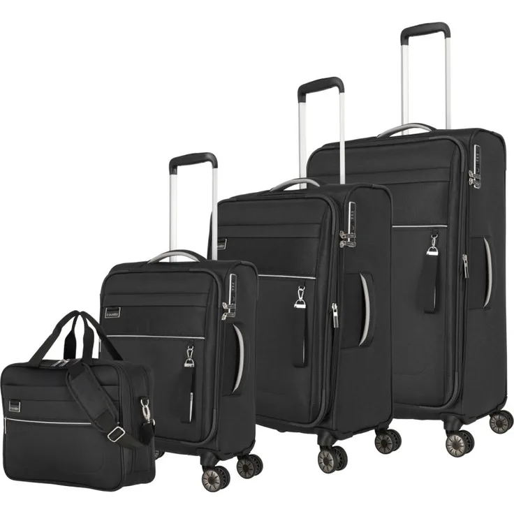Travelite Miigo 4w L/M/S+Bordtasche Nachtschwarz Koffer-Set 4-teilig
