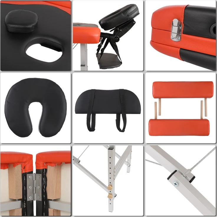 Aluminium 3 Zonen Massageliege Therapieliege Schwarz Orange + Tasche Liege – Bild 3