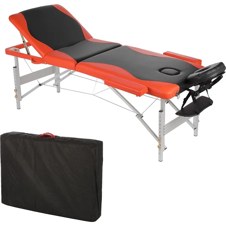 Aluminium 3 Zonen Massageliege Therapieliege Schwarz Orange + Tasche Liege – Bild 1