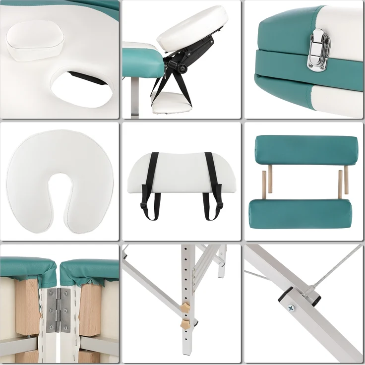 Aluminium 3 Zonen Massageliege Massagebank Liege Weiß/Grün + Tasche - Bank – Bild 3