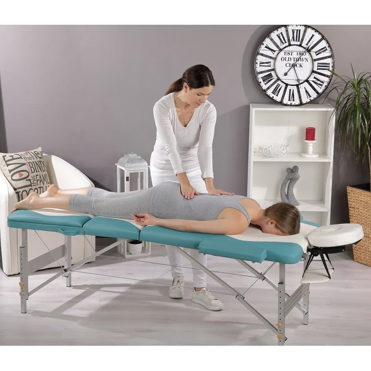 Aluminium 3 Zonen Massageliege Massagebank Liege Weiß/Grün + Tasche - Bank – Bild 2