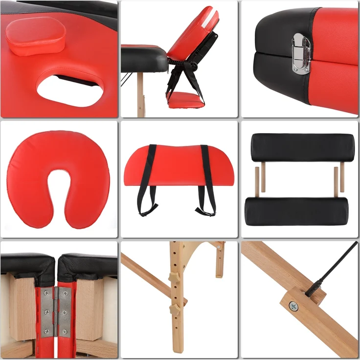 2 Zonen Mobile Massageliege Inkl.Tasche Massagebank Klappbar Rot/Schwarz Neu - Preisvergleich – Bild 3