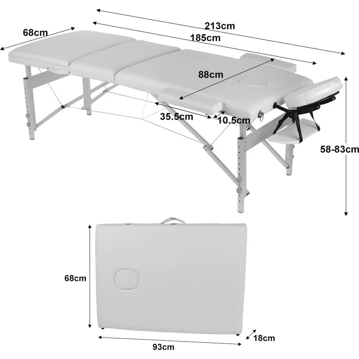 Aluminium 3 Zonen Massageliege Massagebank Nur 12,5 Kg Mobile Beige – Bild 5