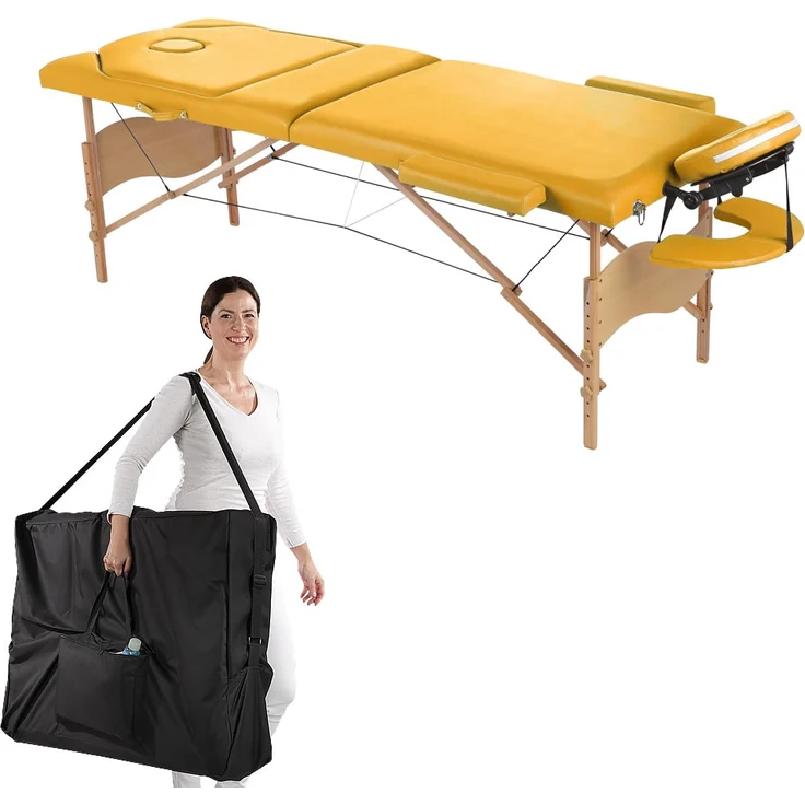 3 Zonen Mobile Massageliege Inkl.Tasche Liege Massagebank Klappbar Gelb – Bild 1