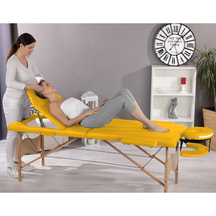 3 Zonen Mobile Massageliege Inkl.Tasche Liege Massagebank Klappbar Gelb – Bild 2