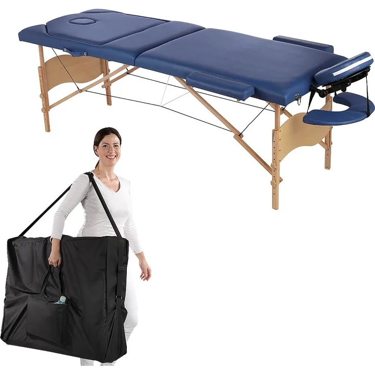 3 Zonen Mobile Massageliege Inkl.Tasche Liege Massagebank Klappbar Blau M01