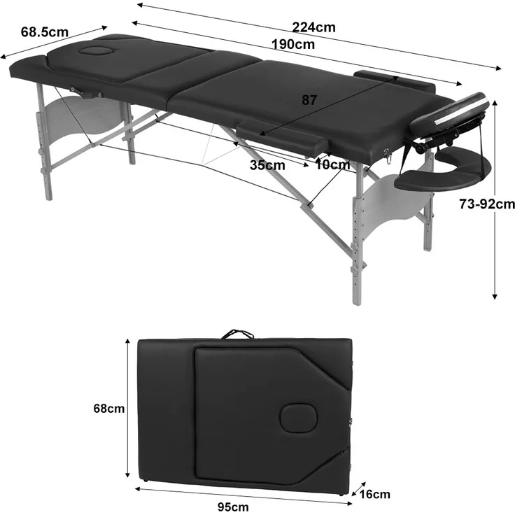 3 Zonen Mobile Massageliege Inkl.Tasche Liege Massagebank Klappbar Blau M01 – Bild 5