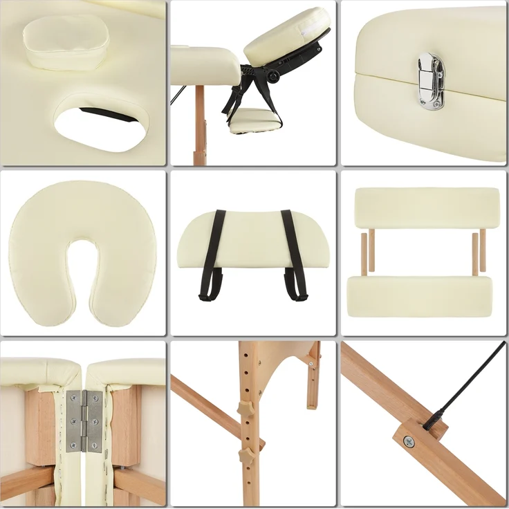 2 Zonen Mobile Massageliege Inkl.Tasche Massagebank Klappbar Creme Neu – Bild 3