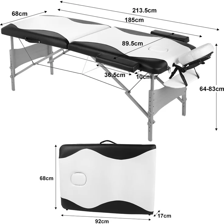 2 Zonen Mobile Massageliege Inkl.Tasche Massagebank Klappbar Creme Neu – Bild 5