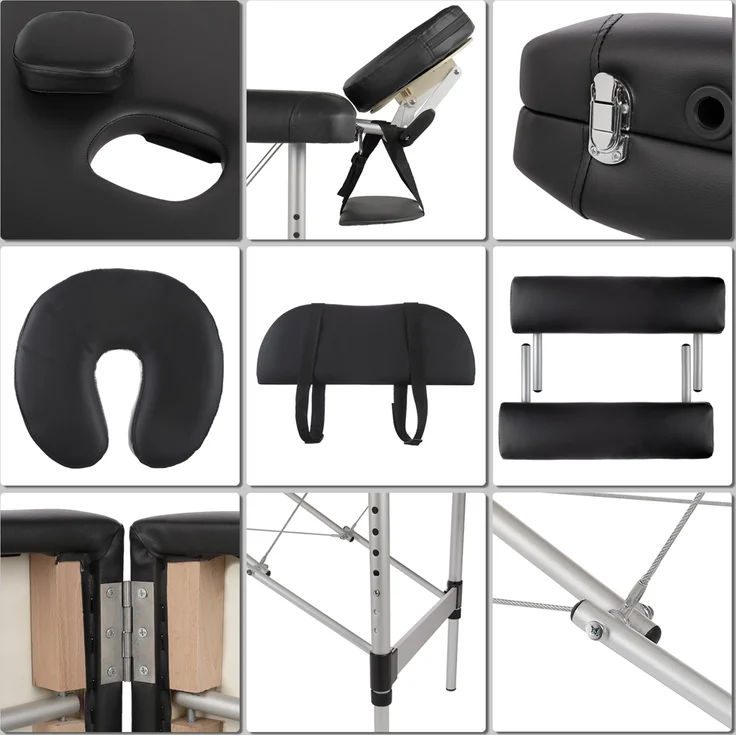 Aluminium 2 Zonen Nur 12,5 Kg Massageliege Massagebank Schwarz – Bild 3