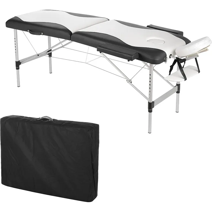Massageliege Massagebank Aluminium 2 Zonen Liege weiß schwarz Bank 12,5 kg mobil