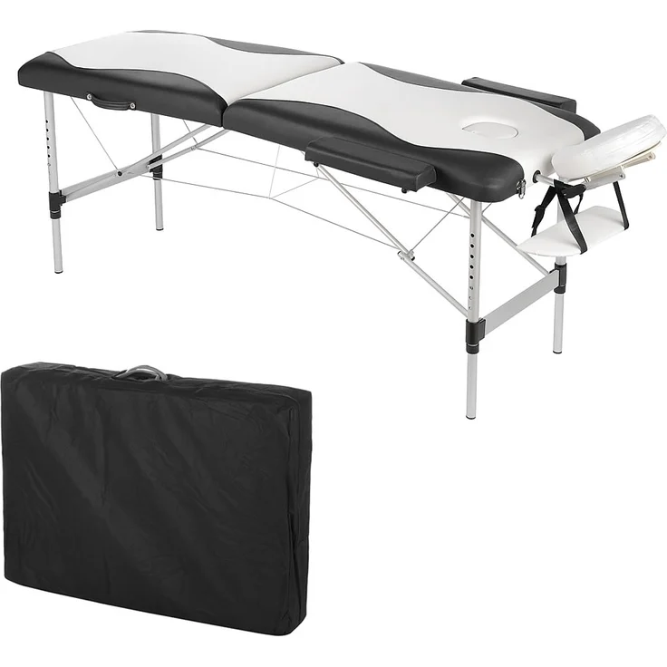 Massageliege Massagebank Aluminium 2 Zonen Liege weiß schwarz Bank 12,5 kg mobil – Bild 1
