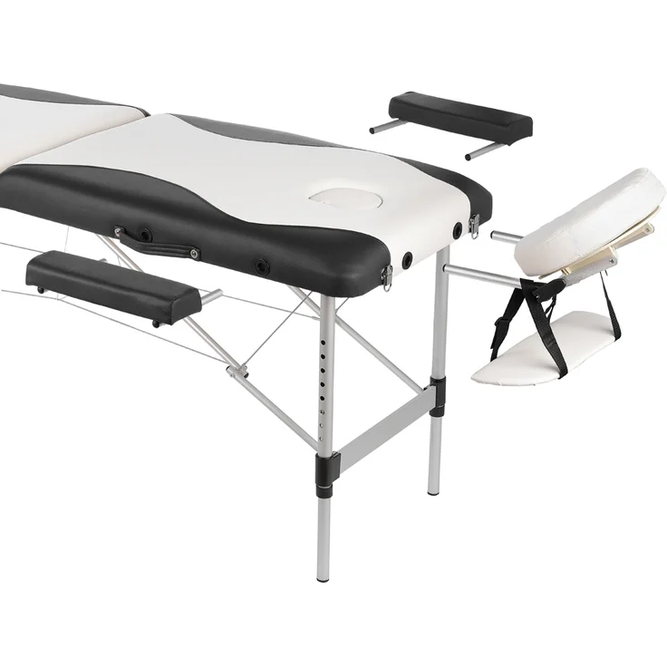 Massageliege Massagebank Aluminium 2 Zonen Liege weiß schwarz Bank 12,5 kg mobil – Bild 4