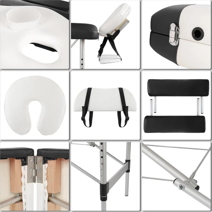 Massageliege Massagebank Aluminium 2 Zonen Liege weiß schwarz Bank 12,5 kg mobil – Bild 3