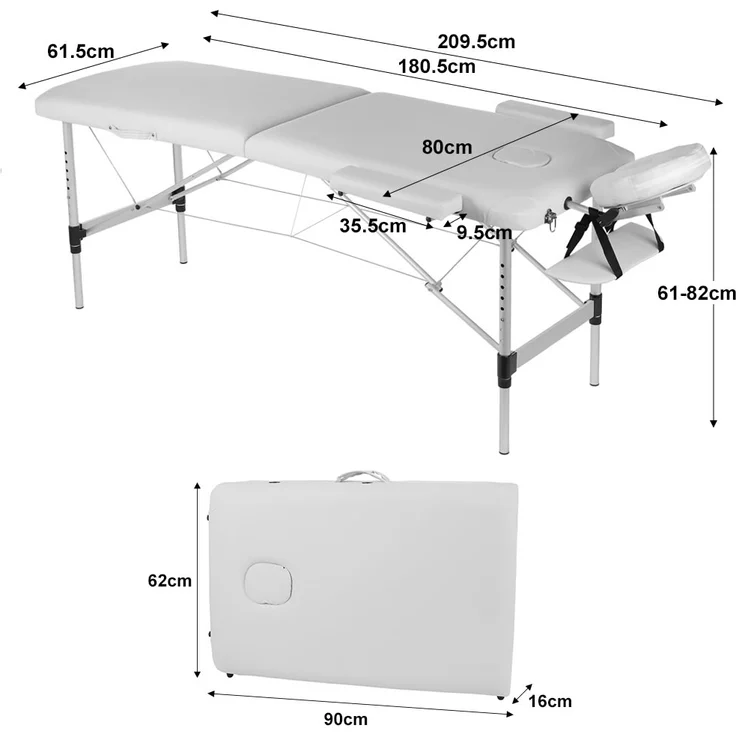 Massageliege Massagetisch Massagebank 2 Zonen klappbar Mobil Kosmetikliege Alu – Bild 5