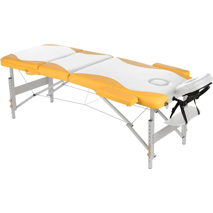 Aluminium 3 Zonen Massageliege Therapieliege weiß/gelb + Tasche Massagetisch M01 – Bild 4