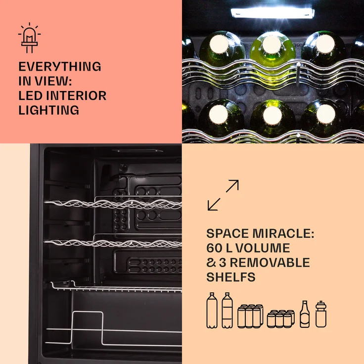 Klarstein Coachella 60 Getränkekühlschrank, freistehend, silber, WiFi-Funktion, Energieklasse F - Preisvergleich – Bild 4