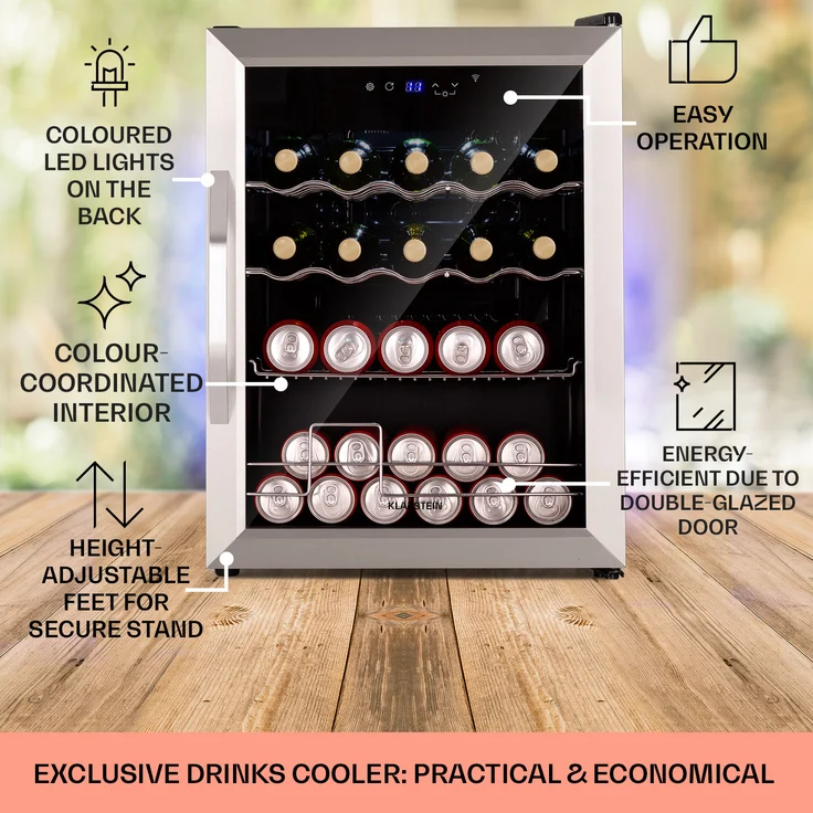 Klarstein Coachella 60 Getränkekühlschrank, freistehend, silber, WiFi-Funktion, Energieklasse F - Preisvergleich – Bild 5