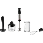 Bosc MSM6M623 Stabmixer, 1000W, AntiSplash, inkl. Zerkleinerer, Kartoffelstampfer, Mixbehälter, Schneebesen, Kunststoff, Edelstahl, silber, schwarz
