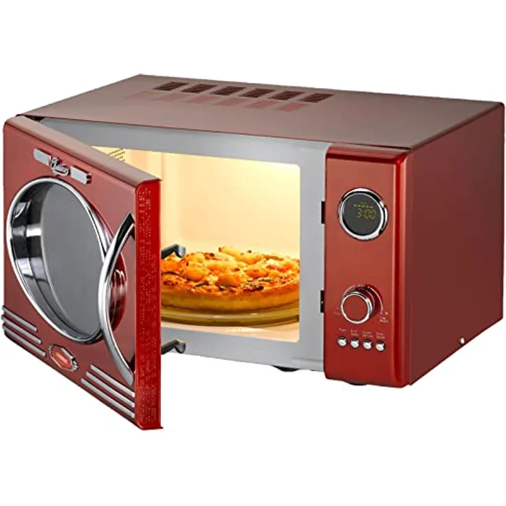 Melissa 16330129 Classico Mikrowelle mit Grill, Standgerät, 900 Watt, 23 Liter, Auftauen, Kindersicherung, 12 Programme, rot metallic – Bild 2