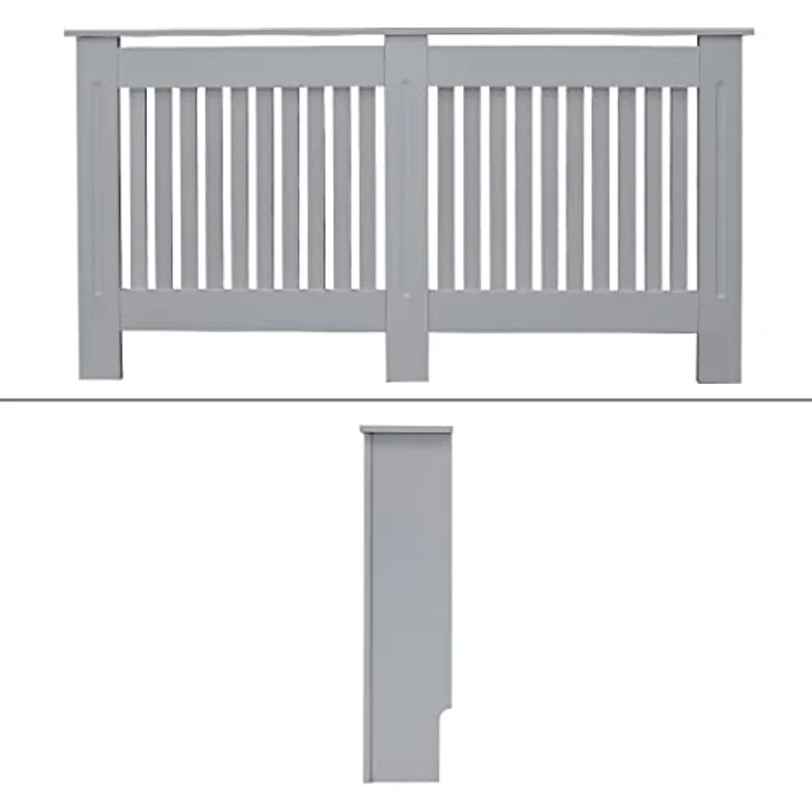 ECD Germany Heizkörperverkleidung Landhausstil 152x19x82cm, Grau, MDF lackiert, Regaloberfläche, Wandmontage, Schlafzimmer Wohnzimmer – Bild 2