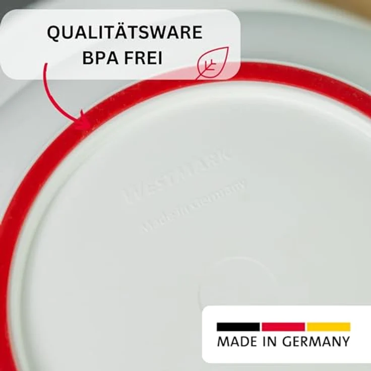 Westmark Rühr--Backschüssel mit Spritzschutz, Deckel und Ausgießer, Kunststoff, Füllvolumen: 3,5 Liter, Weiß-Apfelgrün, 3155227A – Bild 8