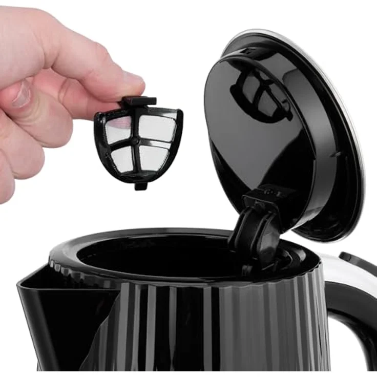 Russell Hobbs Wasserkocher Eden 27361-70, Schwarz, 2400W, für heißes Wasser, Tee oder Kaffee, Deckelöffnung per Knopfdruck, herausnehmbarer Kalkfilter, leuchtender Schalter – Bild 5