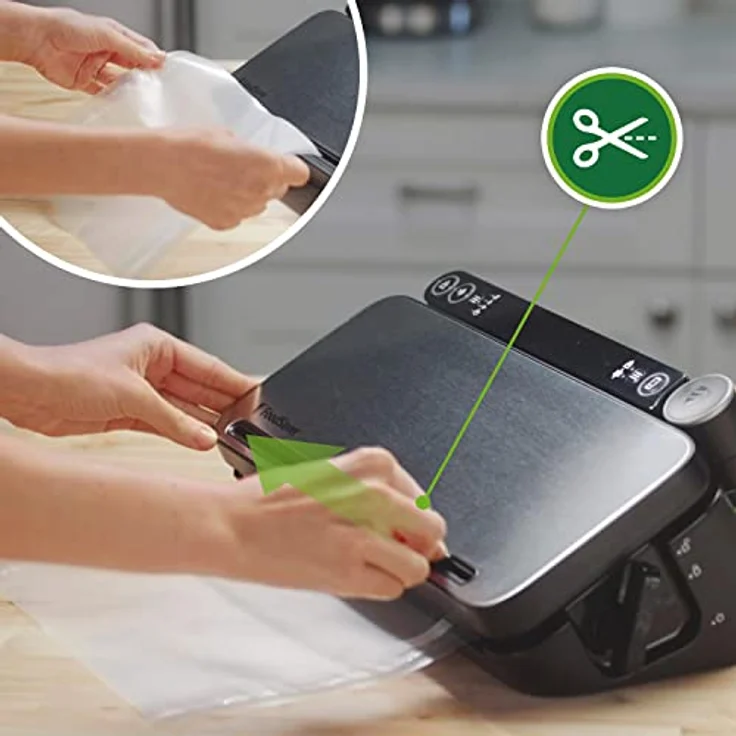Nital FoodSaver VS3190X Mehrzweck-Vakuumiersystem, Vakuumierer, inkl. 1 Vakuumrolle, 4 Vakuumbeuteln, 4 Vakuum-Verschlussbeutel, edelstahl, schwarz – Bild 7